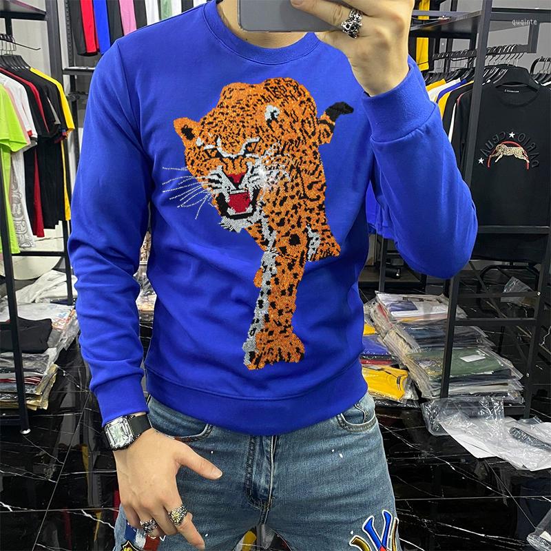

Men's Hoodies Search Big Leopard Diamond Plus Velvet ThickeningMen's Water Male Hoody Sweatshirts Stage High Quality Clothing, As shown asian size