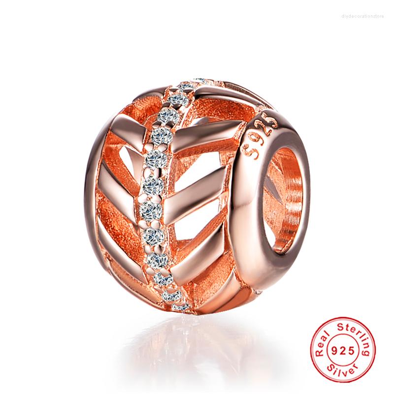 

Beads GW 925 Sterling Silver Charms Jewelry Rose Gold Color Clear Cryral Fit Bracelet Making Wholesale E041