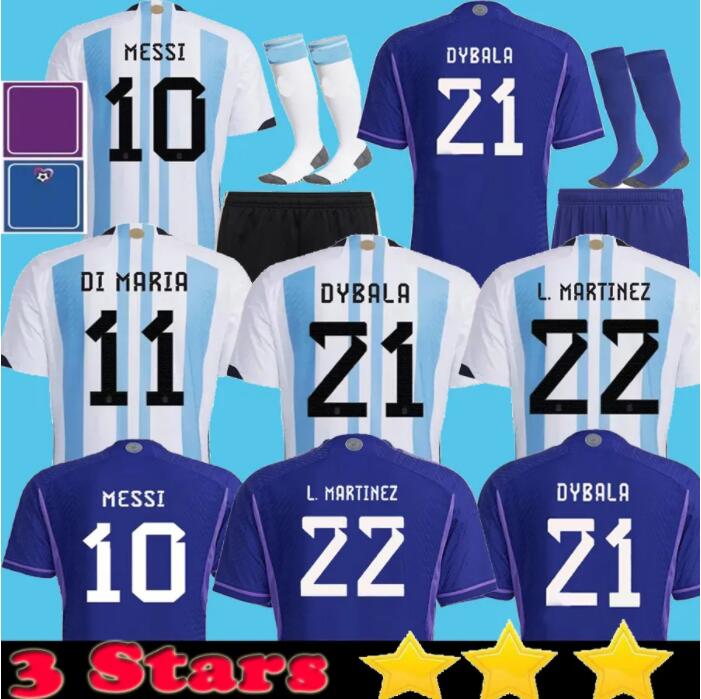 

3 stars 2022 2023 Argentina soccer Jersey boys football shirt DYBALA MARADONA DI MARIA 22 23 Kids kit sets uniforms, 2022 home