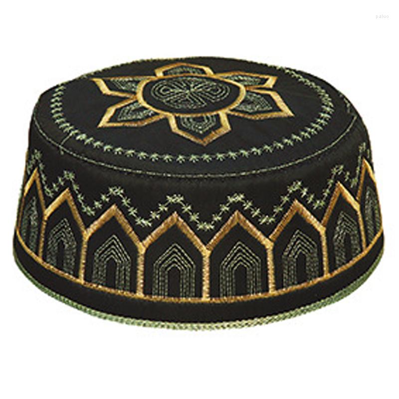 

Ethnic Clothing Abaya Prayer Hats Fashion Muslim Headwear Turban Hat Topi Kufi Round Cap 2022 Black Embroidered Arabia Islamic