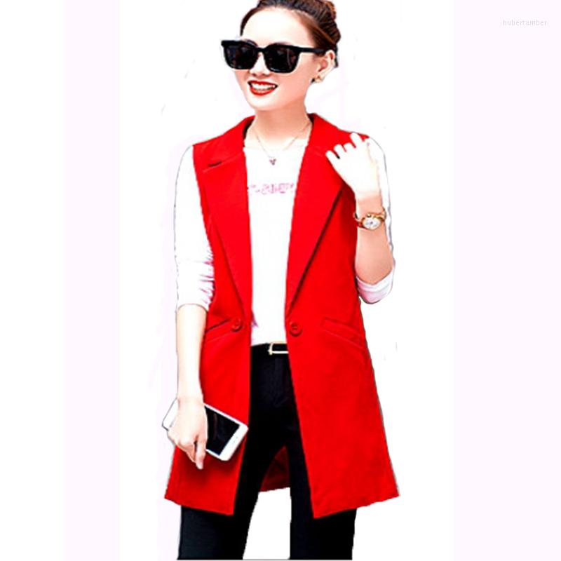 

Women' Vests Women' Autumn Slim Single Button Solid Color Oversized Sleeveless Blazer Jacket Coat Female Long Suit Vest Plus Size, Black