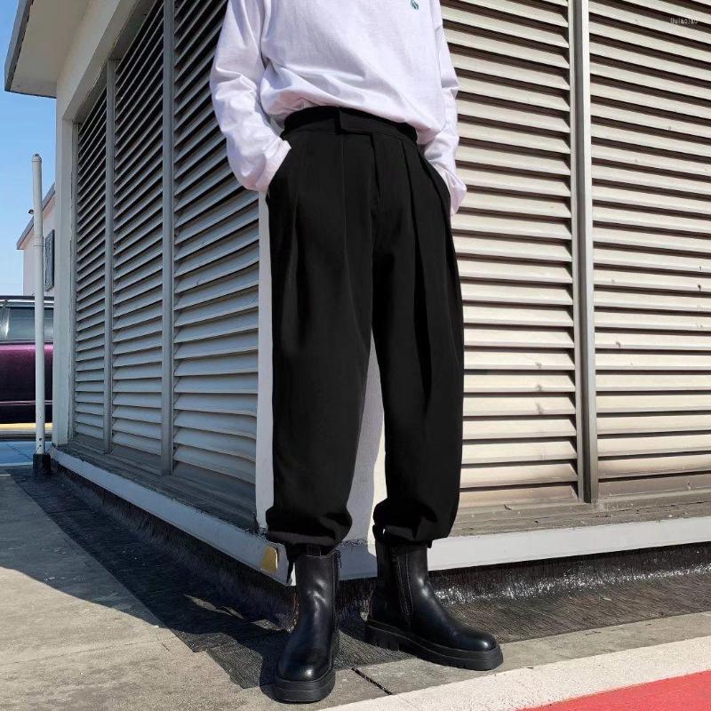 

Men's Suits Solid Loose Trousers Spring Autumn Men's All-match Fashion Casual Feet Boots Suit Pants Sports Four Seasons Beam Overalls, Black