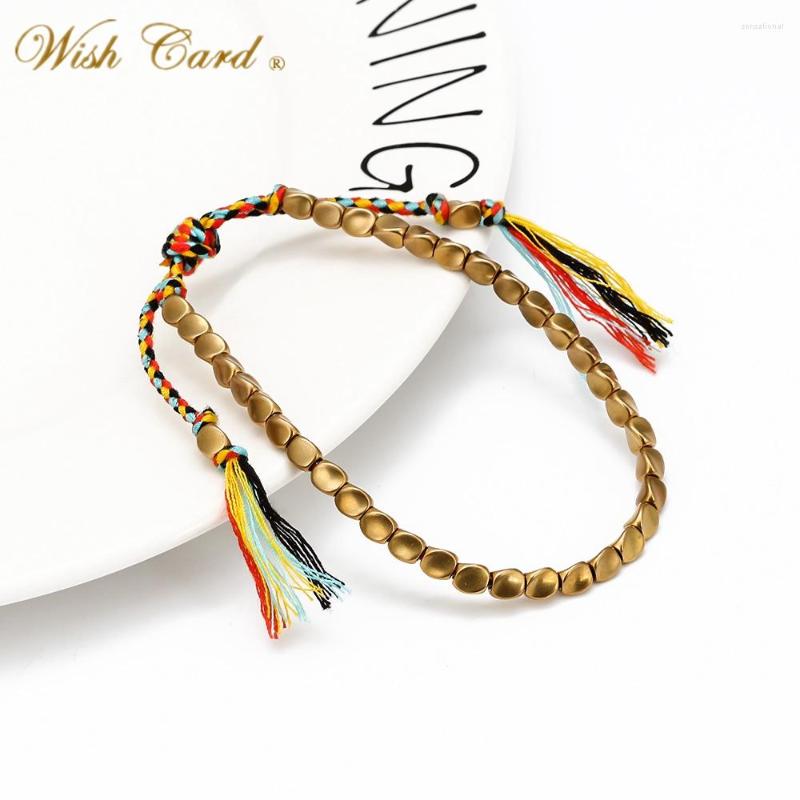 

Strand Wish Card Fashion Colorful Rope Weaving Bracelet String Irregular Copper Beads Simple Charm Beaded Jewelry For Women Men BT29