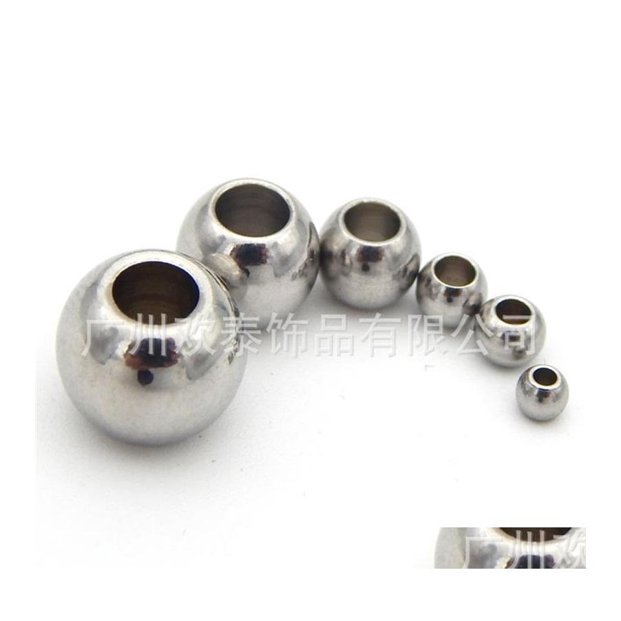 

Metals 50Pcs/Lot Stainless Steel Round Ball Beads Sier Color 2 3 4 5 6 7 8Mm With Large Hole European Space For Diy Jewelry 1569 Q2 Otkz4