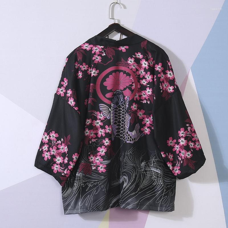 

Men' Sleepwear Male Print Kimono Cardigan Shirt Blouse Yukata Men Haori Obi Clothes Samurai Clothing Japanese For, Style 6