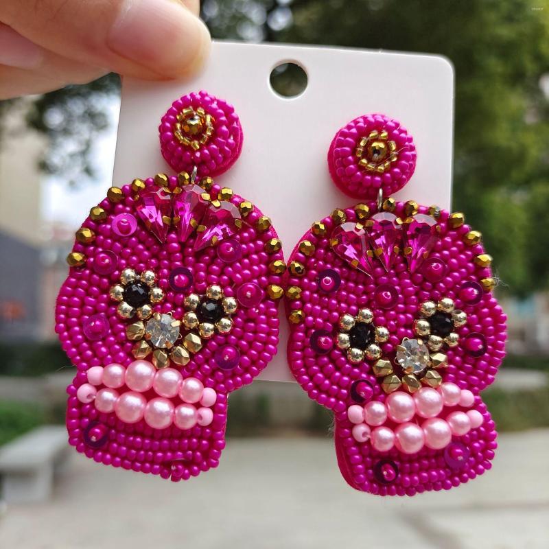 

Dangle Earrings Fringe Hand Knitting Halloween Skull Beading Simple Bohemia Geometry Alloy Ma'am Rice Bead