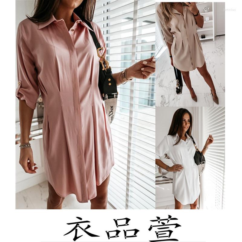 

Women' Polos Summer Solid Color Wan Sleeve Irregular Button Women' Shirt, Khaki
