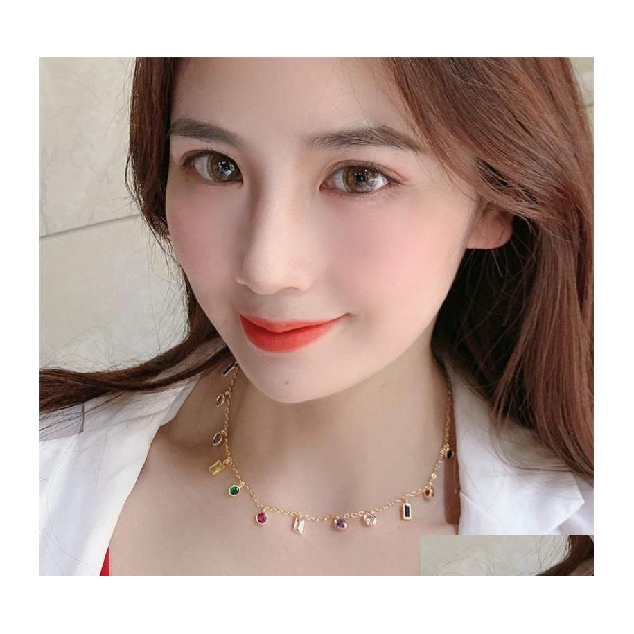 

Chains Colorf Zirconia Stone Round Geometric Pendant Necklaces Women Mticolor Crystal Gold Chain Choker Necklace Boho Jewelry 3507 D Dhylm