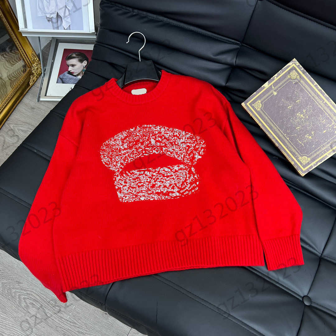 

Womens Sweaters Hand Beaded Logo Embroidery Warm Wool Knitted Sweater Thread Round Neck Profile Slim Knitwear Fashion Designer Women Clothes