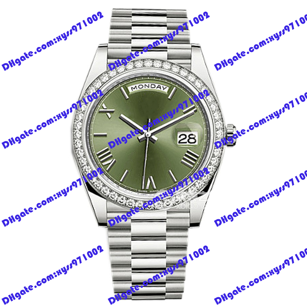 

Highquality men's watch 2813 automatic mechanical watch 228348RBR 40mm Green Roman dial diamond bezel stainless steel watches calendar display 228349 wristwatch