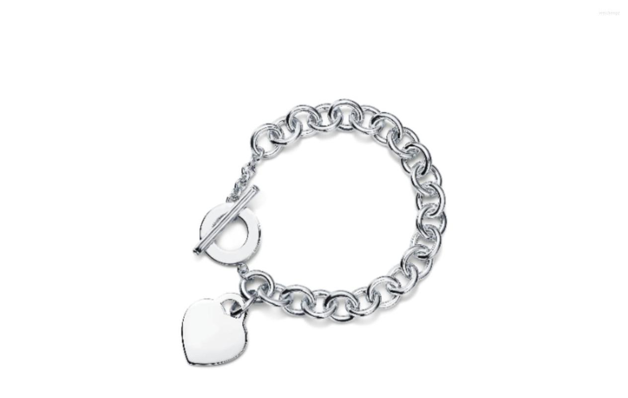 

Charm Bracelets Couple S925 Sterling Silver Enamel Love Heart Bracelet Big Red Pink Blue Fashion