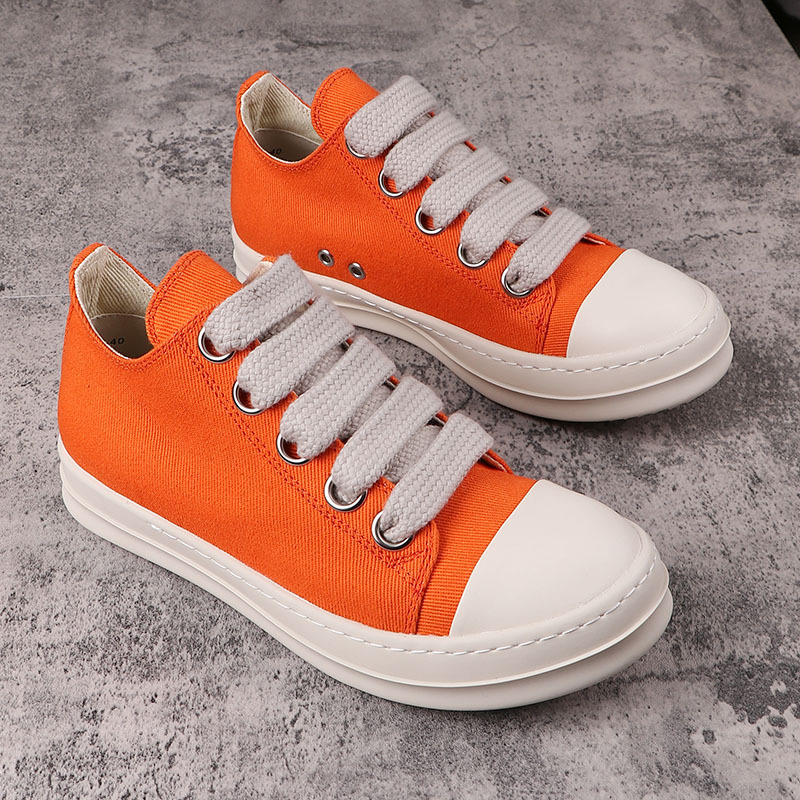 

Rick Casual Shoes Men's Coarse LACES Canvas Sneakers RO Owens Orange Low Help Women's Board Shoes