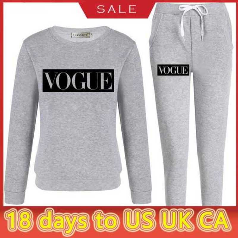 

M de two black grey o-neck pulover letter cos set clothes chandal women 2 piece Y200110W9R6, Gray