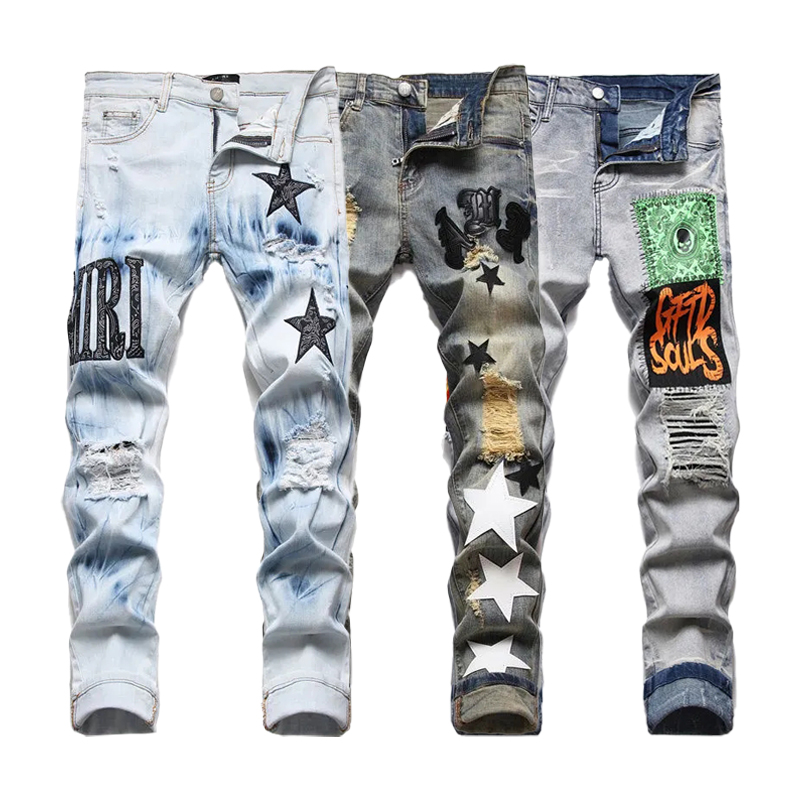 

Men's Jeans 2023 Designer Mens Pants Ripped High Street Fashion Brand Pantalones Vaqueros Para Hombre Motorcycle Embroidery Trendy Long Hip Hop, 12