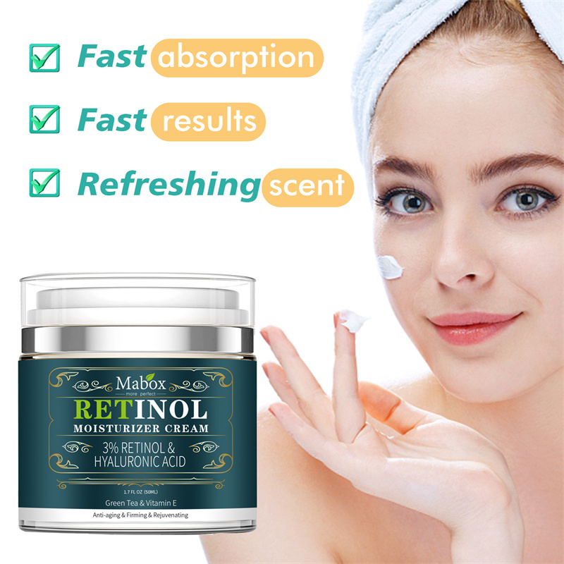 

Mabox Retinol 3% Moisturizer Face Cream Lotion Vitamin E Collagen Anti-aging Remove Acne Face Serum 50ml