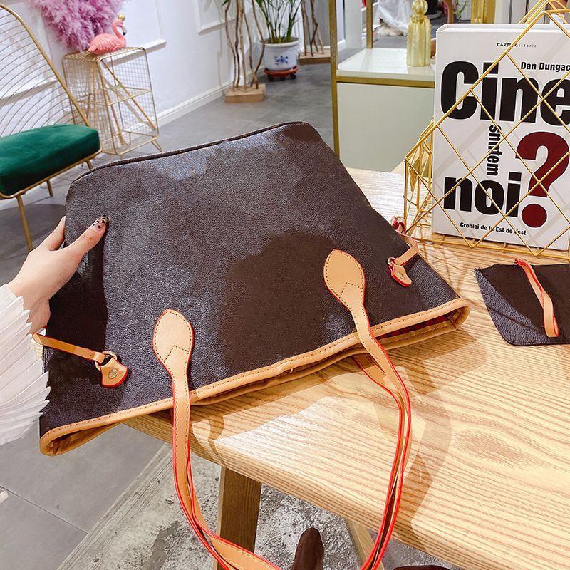 

2pcs High qualitys Women bags Luxurys Handbags Ladies Designer Composite Bags Lady Clutch Bag Shoulder Tote Female Purse Wallet Han, Brown flower with wallet