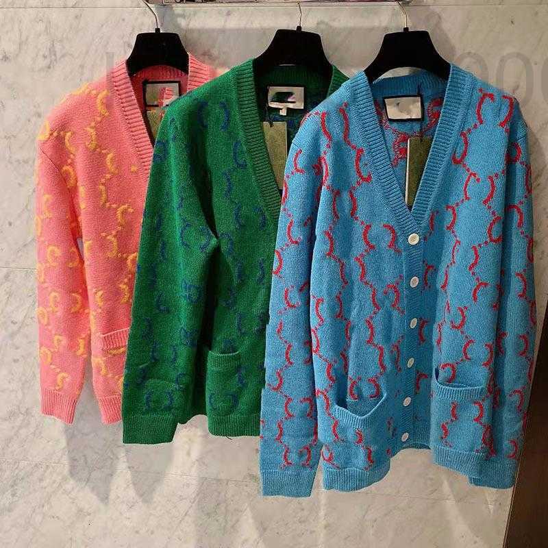 Women's Sweaters designer spring letter hook flower medium and long foreign style aging V-neck single breasted wool knitted cardigan designer c
