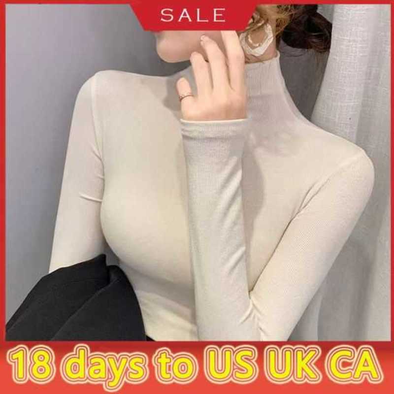 

Womens Knits Tees High Neck Turtleneck Designer Woman Sweater Blouse Shirts Tops Lady Slim Jumpers -3XLZJTJ, Beige1;triangles