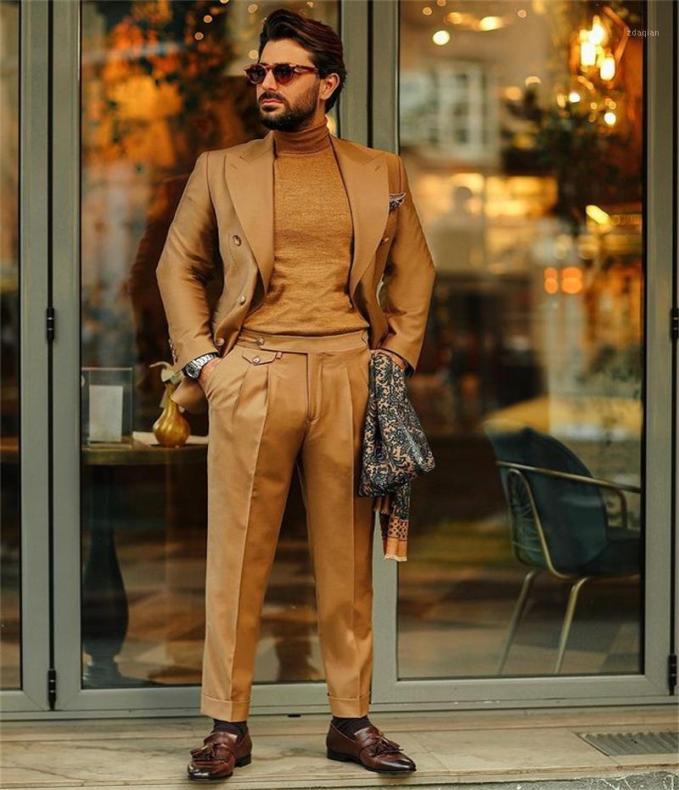 

Dark Khaki 2 Pieces Spring Men Suits Double Breasted Wedding Groom Suit Tuxedos Lapel Cotton Formal Custom Made Party Men039s 1282128, Sky blue