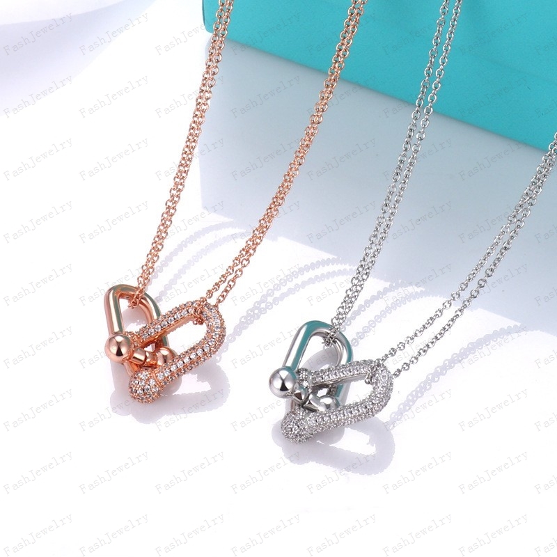 

Designer full diamond love necklace female stainless steel couple gold chain square pendant neck luxury jewelry gift girlfriend accessories wholesale with box