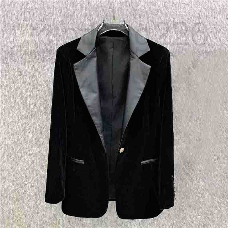 

fashion women suit designer clothes blazer Velvet spliced leather spring new released tops E158, Black