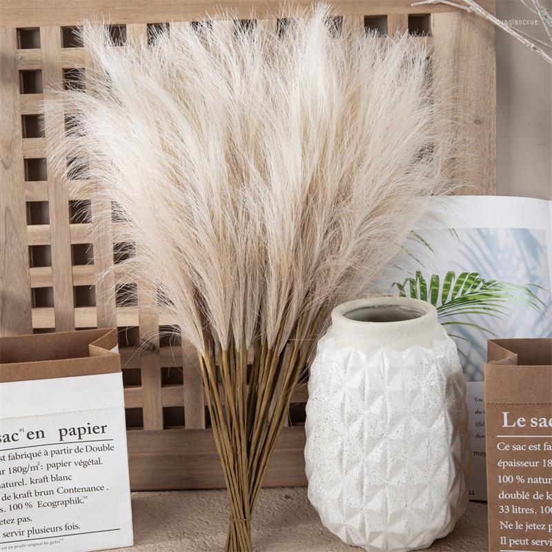 

Decorative Flowers Bulk Artificial Pampas Grass Decor Fake Plants Reed Wedding Decoration Silk Flower Bouquet Boho Vase Room Home, White