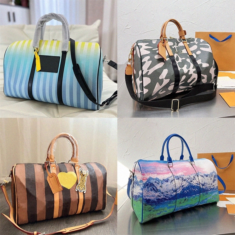 

Keepall designers bags 50 55 handbag purse leather Bandouliere flower pattern travel luggage duffel bag tote j7wA#, 12