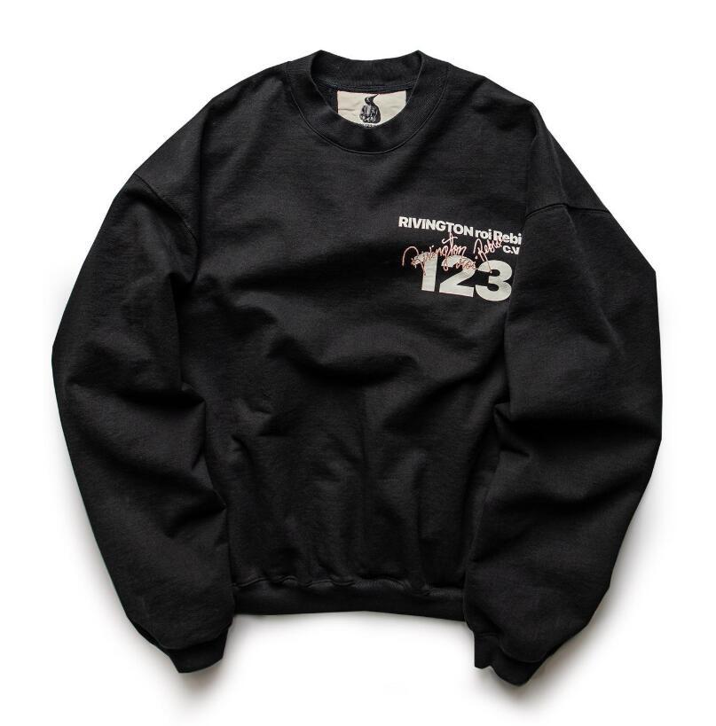 

Vintage Sweatshirts Men Women Top Fleece Keep Warm Puff Print Crewneck, Black