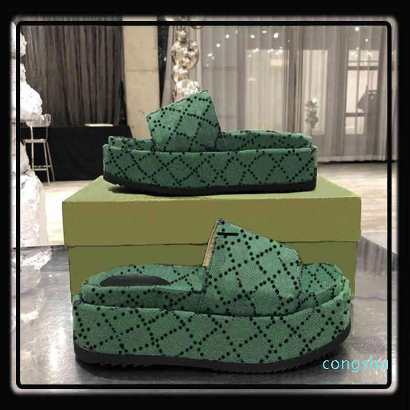 

Slippers designer G womens 22ss platform sandals fashion slipper embroidered canvas slides slip on slippers girls 60mm Canvas covered with box