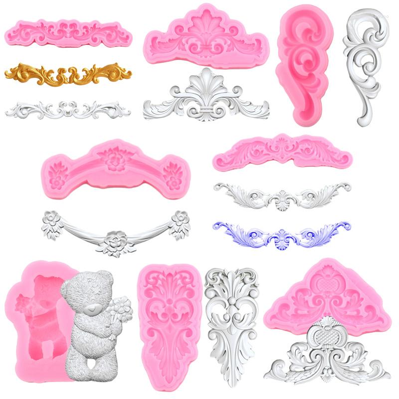 

Baking Moulds Flower Silicone Mold Baroque Scroll Relief Border Fondant Molds Angel Baby Cake Decorating Tools Candy Chocolate Gumpaste