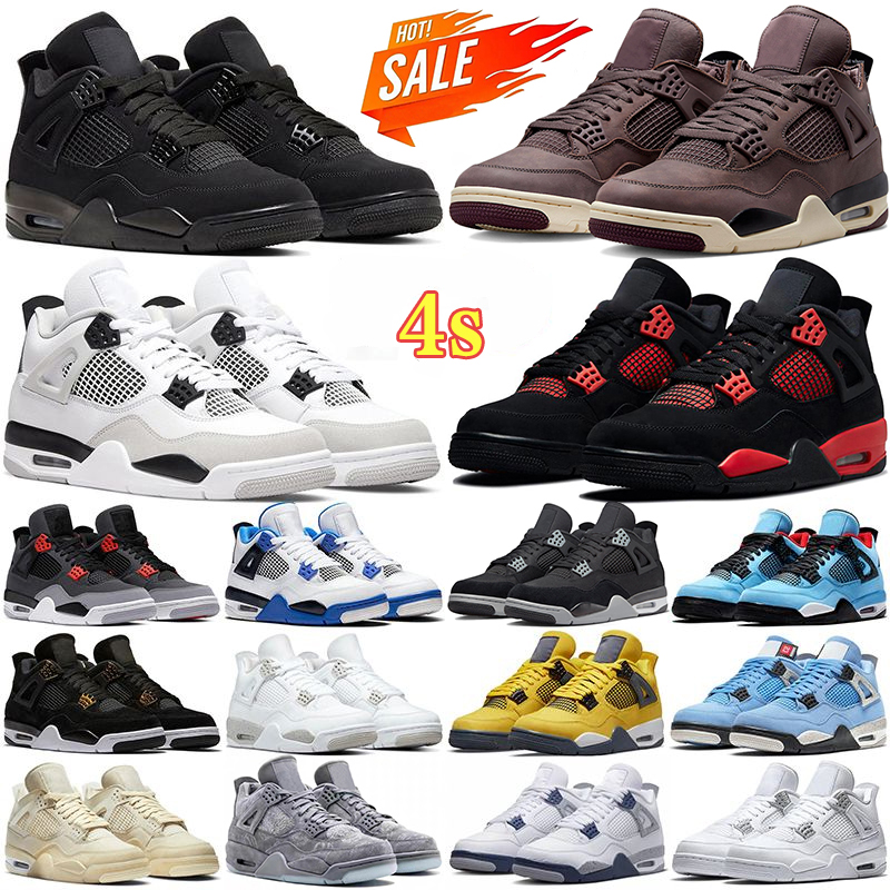 

Jumpman 4 4s retro Mens Basketball Shoes Military Black Cat Canvas University Blue Red Thunder Cactus Jack 4 4s Men Women Trainers Outdoor Sports Sneakers, (42) 40-47