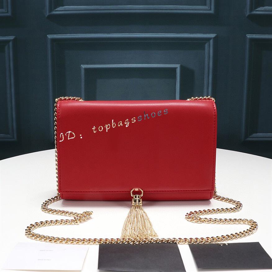 

Designers luxurys clutch bags crossbody shoulder Genuine Leather women ladies tassel fashion famous purse caviar star black red Me319J, Red-22cm