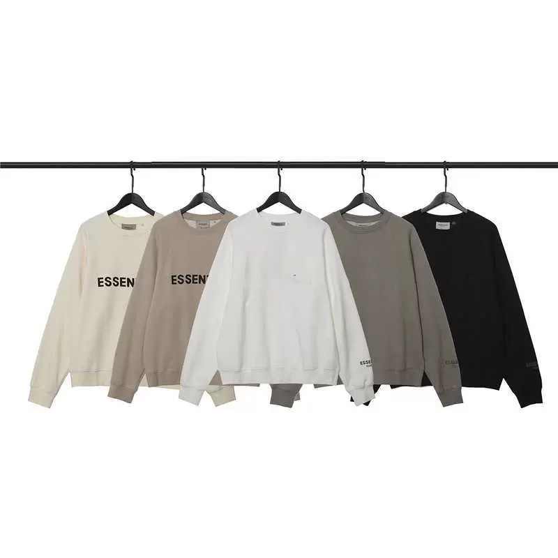 

2022 Fashion Designer Brangd Es Autumn Winter Hoodie Three-dimensional Compression Raglan Round Neck Sweater Reflective Printing Men' and Women, Beige