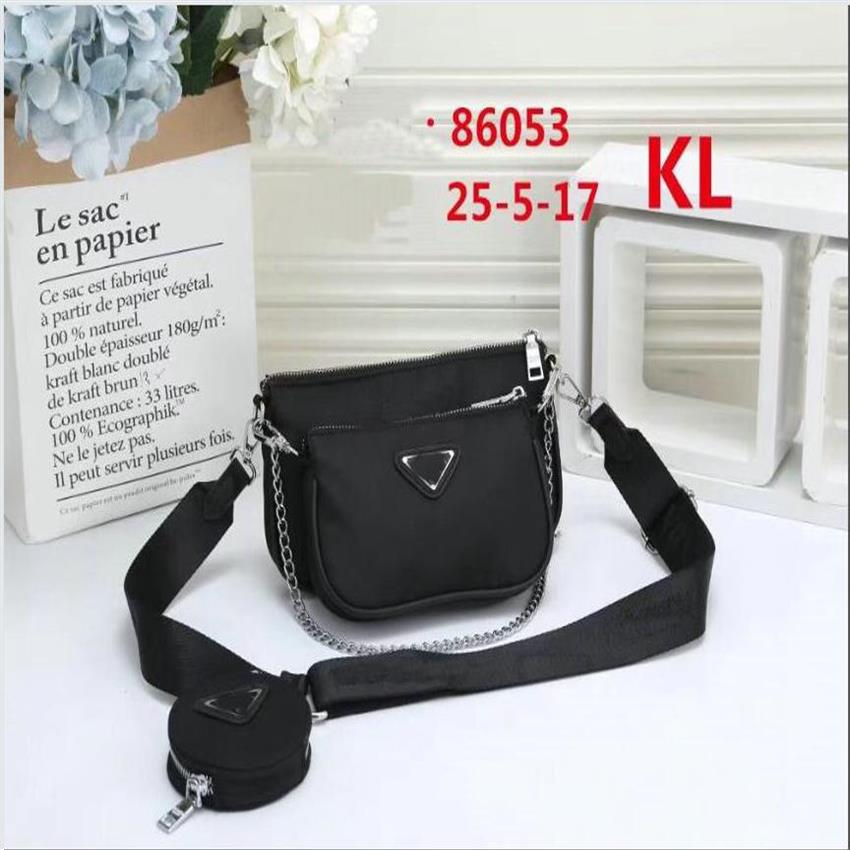 

2005 Edition nylon shoulder bag chains canvas hobo women Chest pack lady Tote handbags purse messenger Bags handbag 2pcs set yh263R, Black