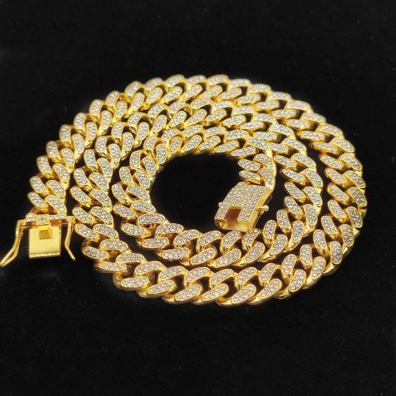

luxury designer necklaces chains jewelry designers pendant unisex gijoux charms High quality Hip hop 12mm all diamond-encrusted large gold chain Cuban necklace