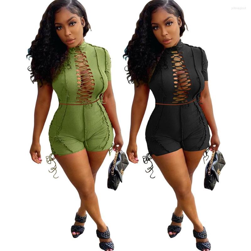 Women&#039;s Tracksuits 2022 Street Hip Hop Style Top Shorts Women Set Short Sleeve Round Neck Dew Waist Elastic Pants Pure Color 2 Piece-image-830187834