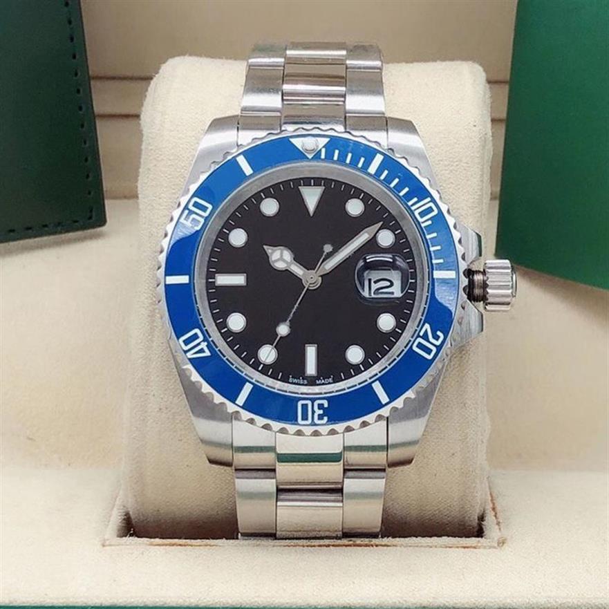 

2021 New Mens Watch Blue Ceramic Bezel Sapphire Glass Stainless Steel Glide Lock Men Watches Male Wristwatches313q, 30