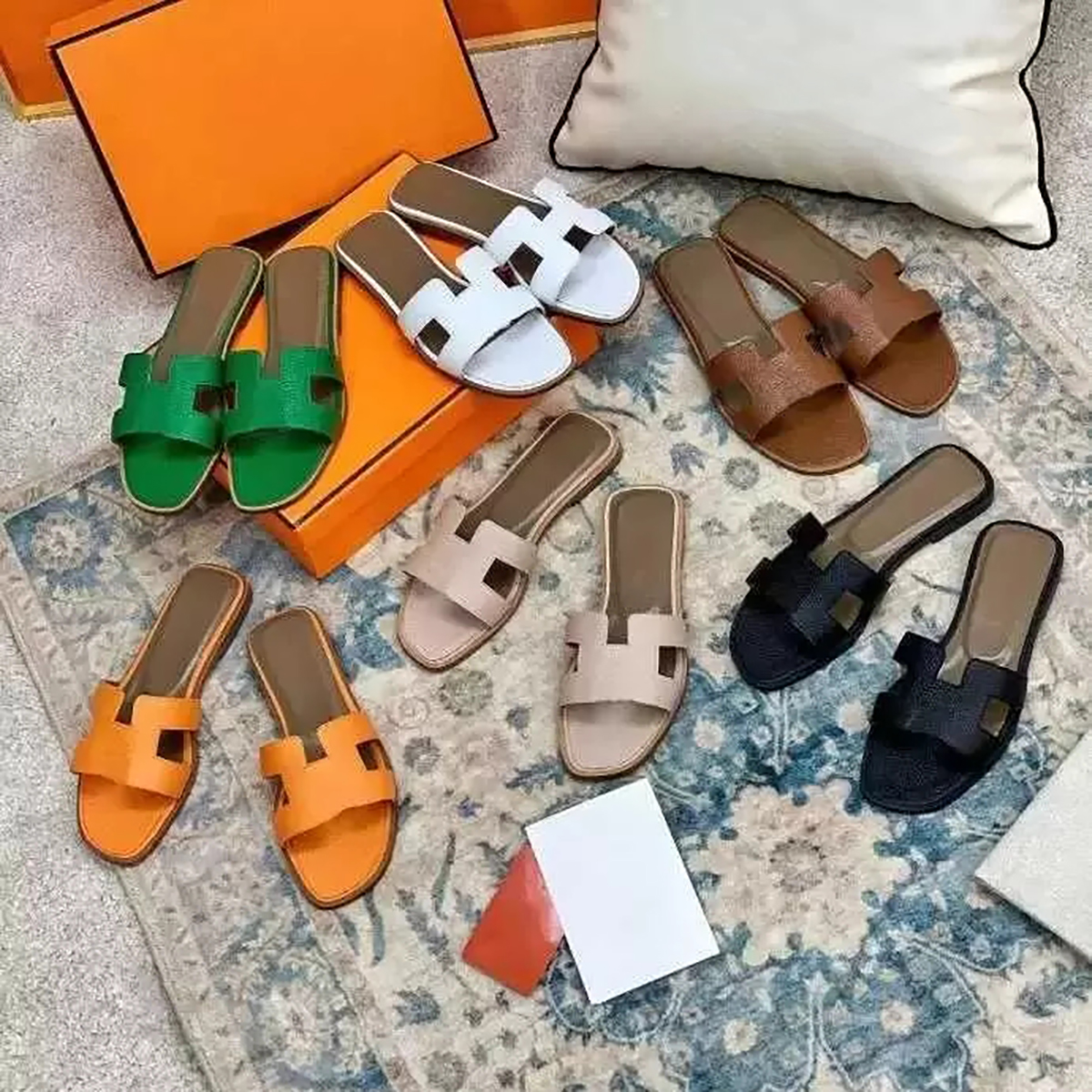 

Designer Brand Slippers Luxury Beach Sandals Flats Shoes Natural Leather Women Sandlas Causal Flip Flops Outside, 30