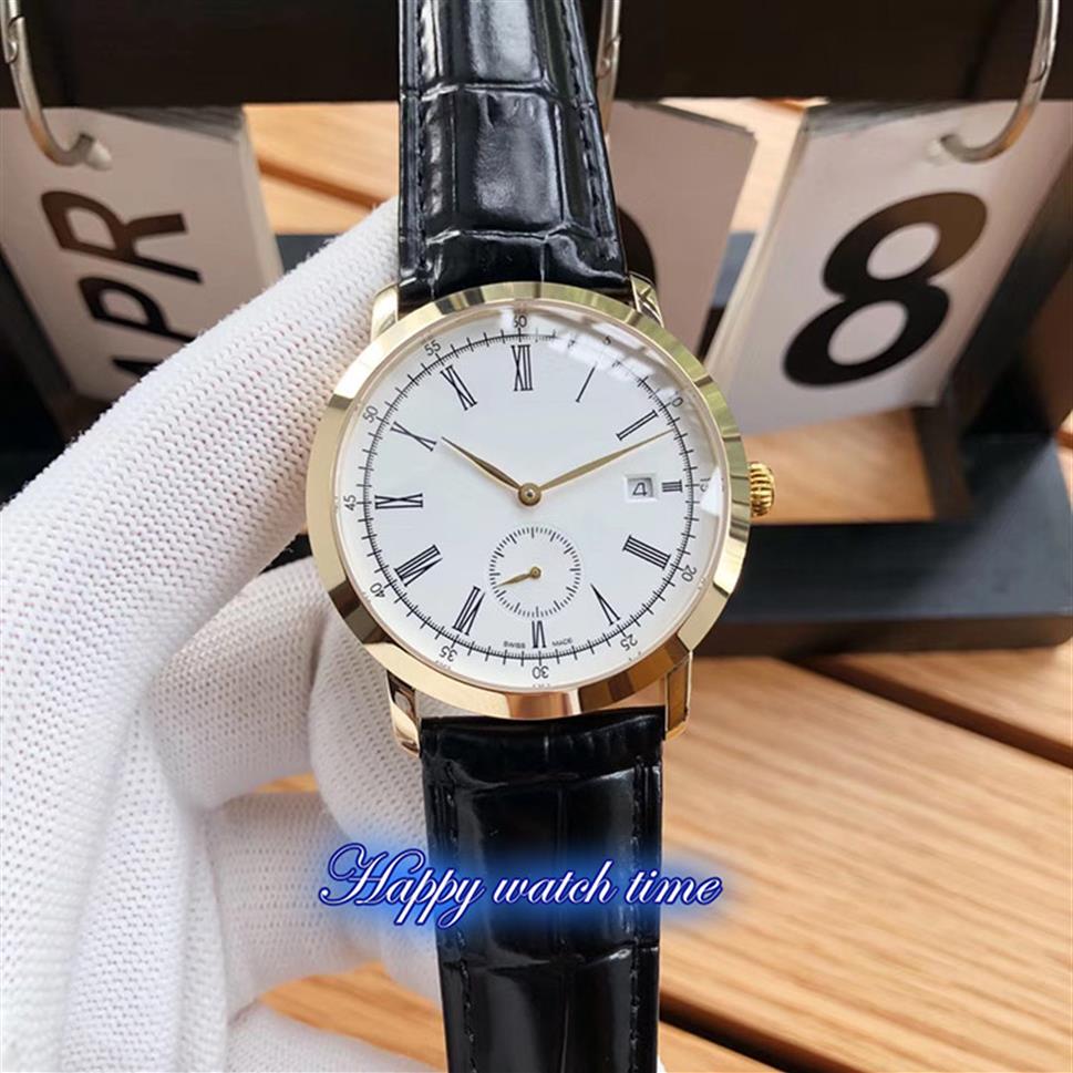 

High version 5196G-001 White Date Dial Rose Gold Steel Case Automatic Movement 5196G-001 Mens Watch Black Leather Strap Business W240W, Professional waterproof