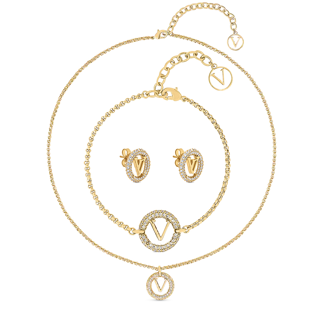 

Never fade Bracelet Earrings & Necklace Stamp Jewelry Sets 18K Gold Plated Bracelets Women Bangle Necklace Wedding Lovers Gifts Jewelry Wholesale Copper, Box