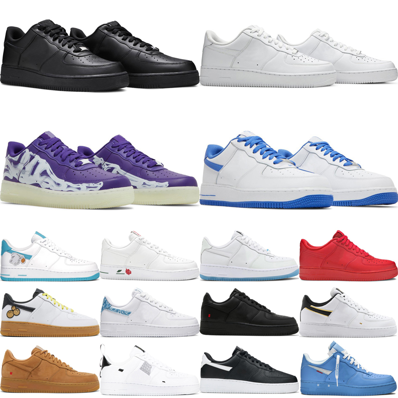 

Designer One Sports Casual Shoes Classic 1 Flats Triple Black White Leather Sneakers For Men Women Shadow Type University Blue Outdoor Jogging Walking Trainers