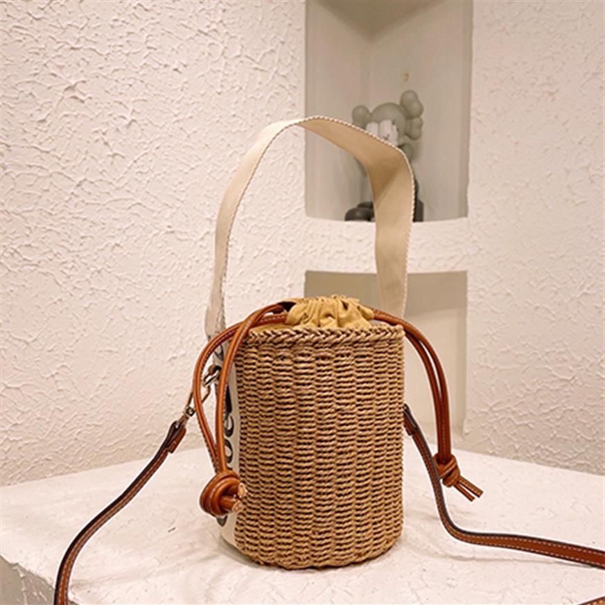 

Designer 22 new Straw bucket bag letter tote bags basket vintage colors knitted women's fashion sidecar bracket extra-large c188A, Yellow