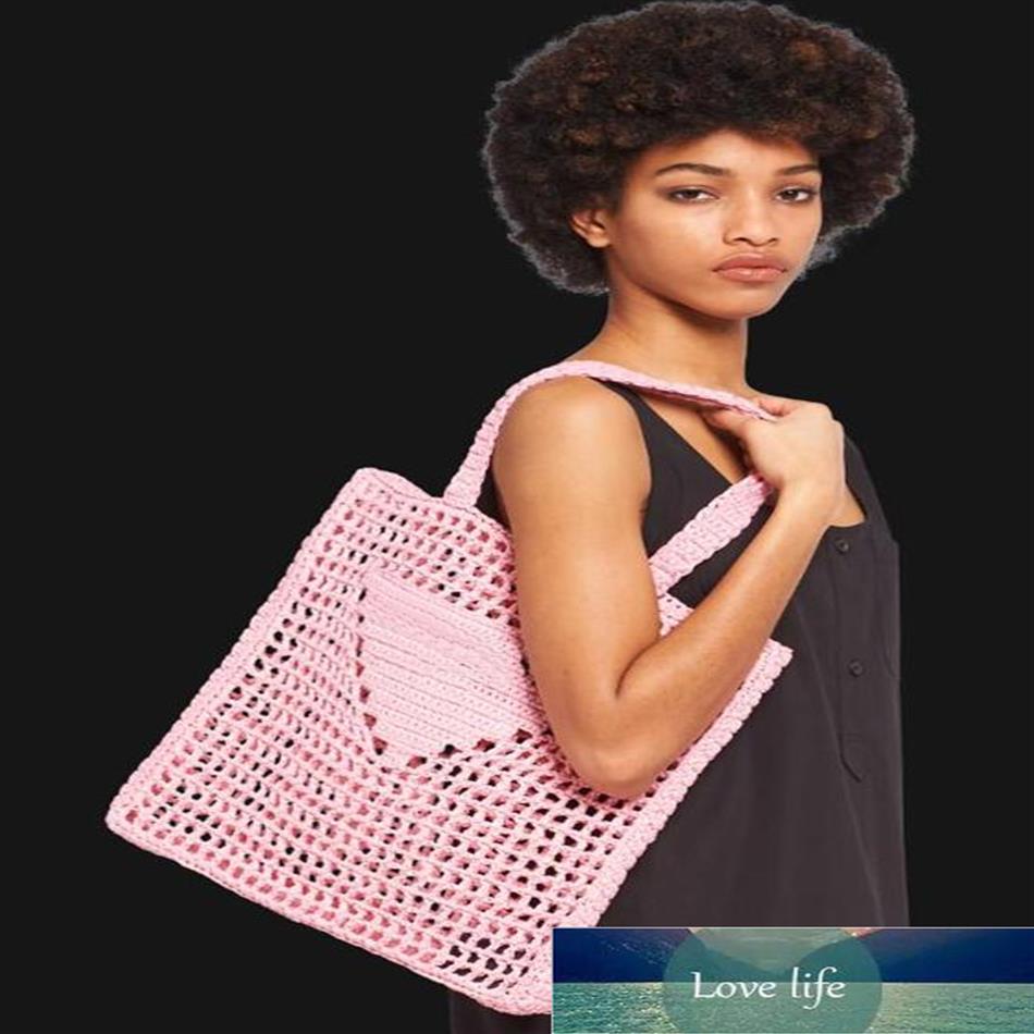 

High Quality Woven Women Tote Shopping bags Handmade Straw Shoulder Bag Female Designer Handbags Hollow Out Purse Ladies249z, Pink