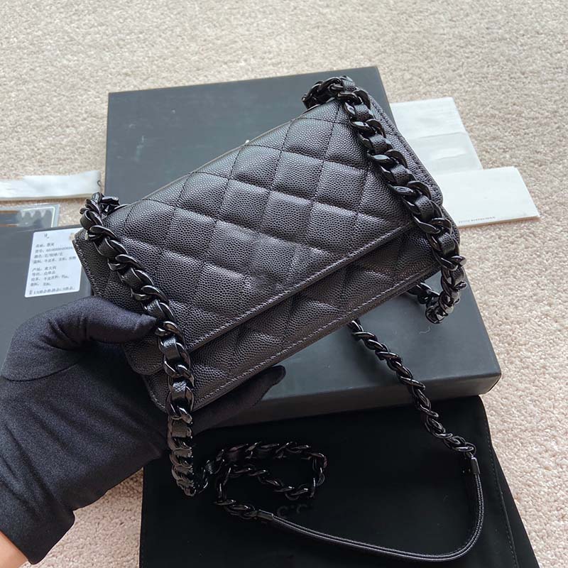 

Designer bag Luxury Chain Fashion Wallet Ladies Leather with box Classic black and white small fragrant logo bag is simple elegant First choice for lady to go out, Black1