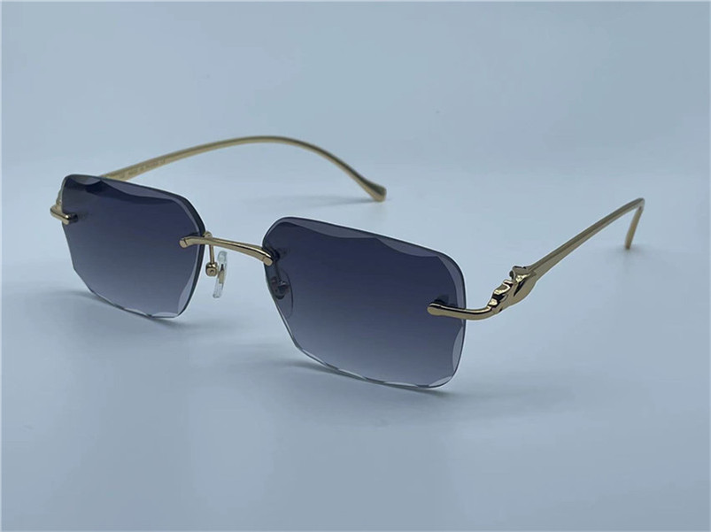 

sunglasses vintage 563591 men design frameless cut lenses square shape retro glasses UV400 eyewear gold light color lens