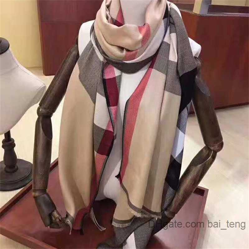 

Wholesale silk scarf designer cotton long scarves 2022 fashion luxury shawls necks winter wool scarves women wraps striped Plaid printed baiteng