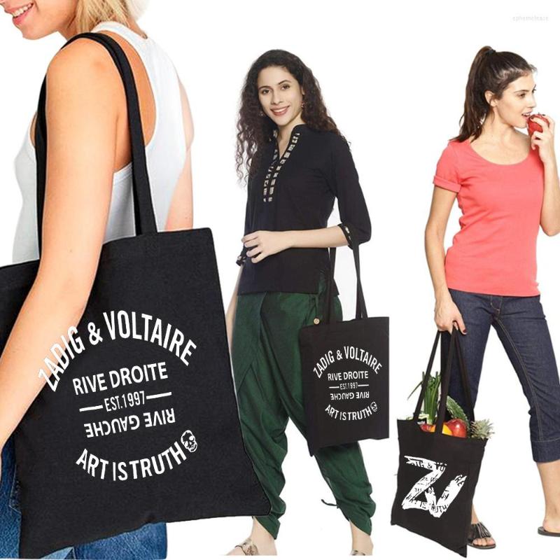 

Shopping Bags Zadig Letter Pattern Voltaire Print Women's Handbags Bag Canvas Bran, Tl1910-black