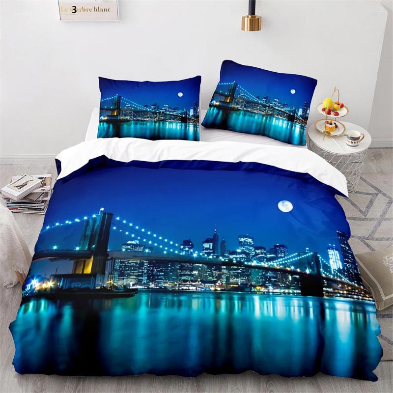 

Bedding Sets American City Landscape Duvet Cover Set Statue Of Liberty Pattern King Queen Size Comforter For Teen Polyester, 18