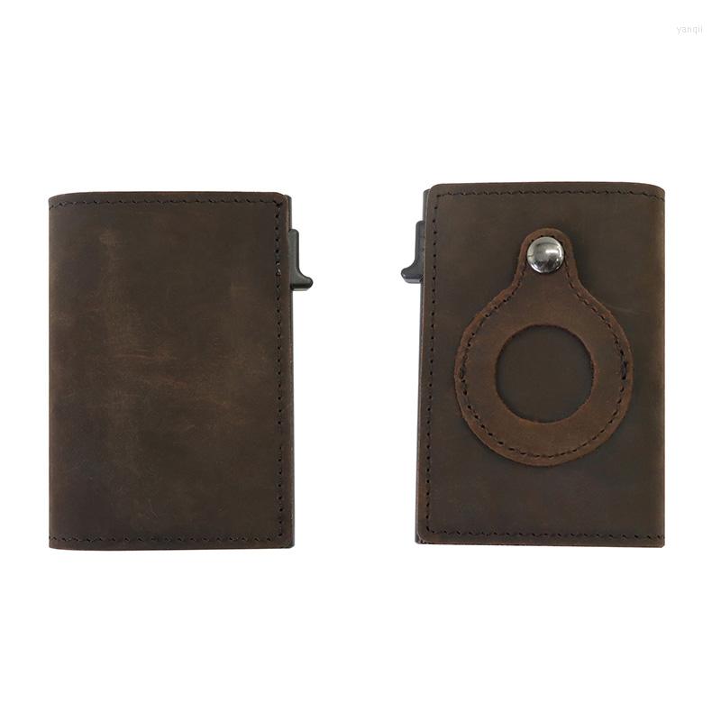 

Wallets Bycobecy Wallet For Apple Air Tag Smart Men Women Business Holder Case Rfid Slim Anti Protect Purse, Kb01-dark coffee