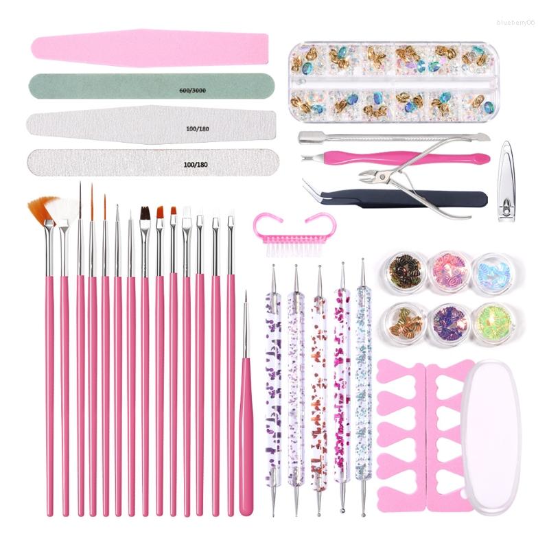 

Nail Art Kits 1Set Files Buffer Sanding Kit Cuticle Pusher Cutter Dead Skin Remover